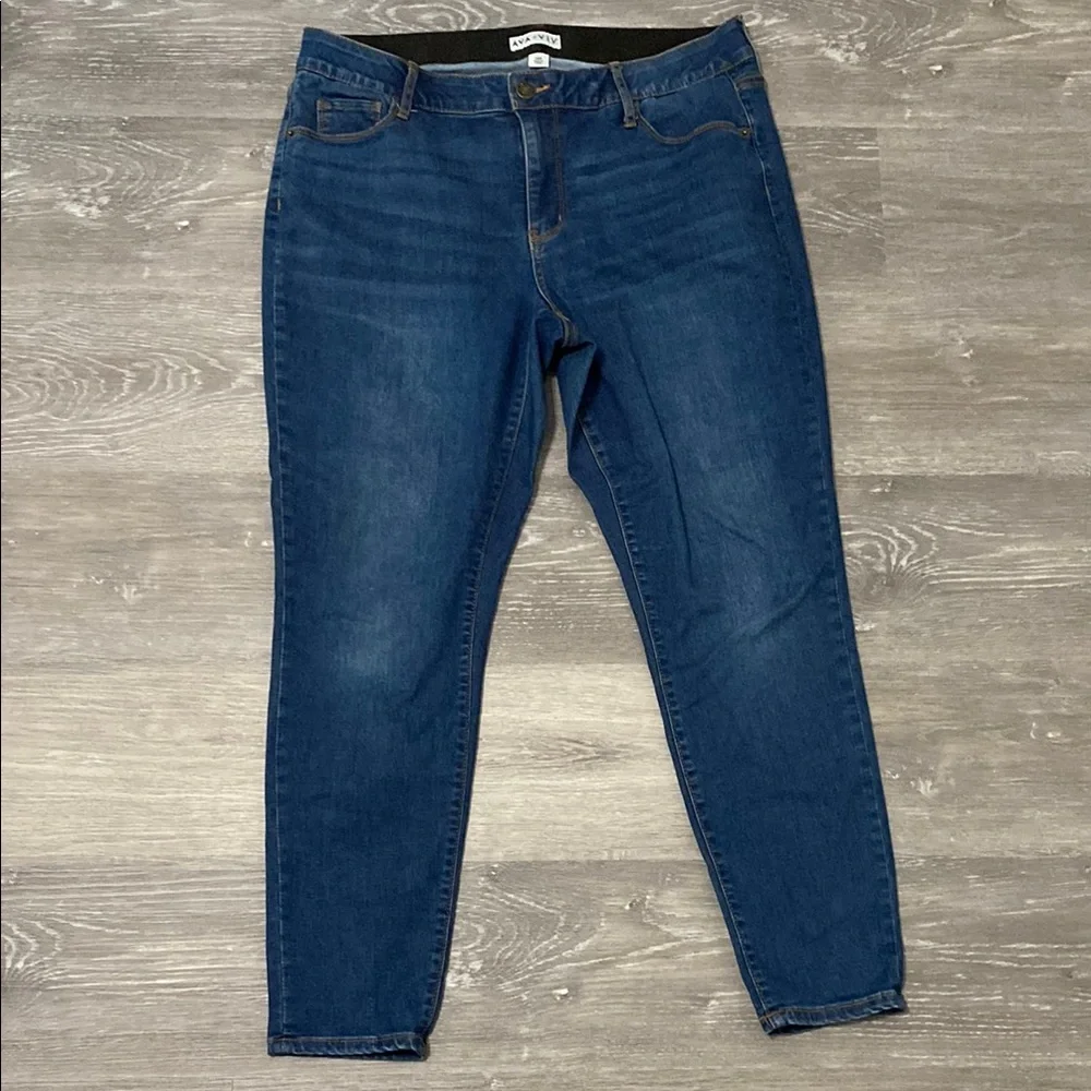 Ava & Viv Blue Skinny Jeans Tapered Fit, Size 14W